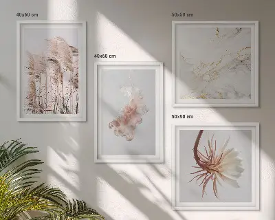 Galería de pared con diseño de flores de hierba de mármol
