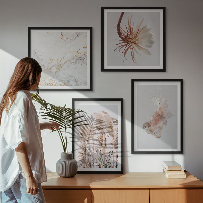 Galería de pared Elegantes flores de hierba de mármol