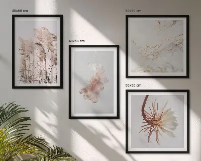 Galería de pared con diseño de flores de hierba de mármol