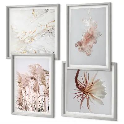Galería de pared con diseño de flores de hierba de mármol