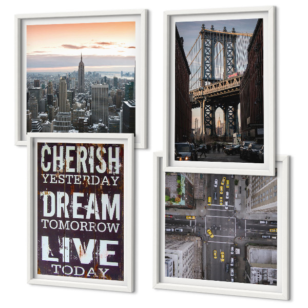 Set de cuadros modernos para salón Cita sobre los paisajes de Nueva York