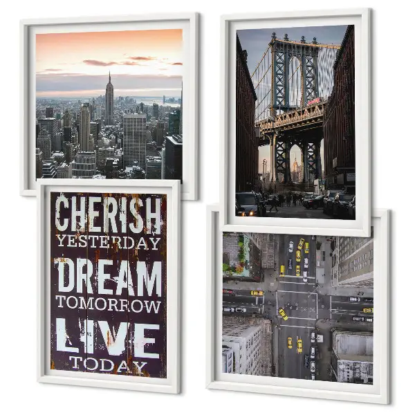Set de cuadros modernos para salón con diseño de paisajes de Nueva York
