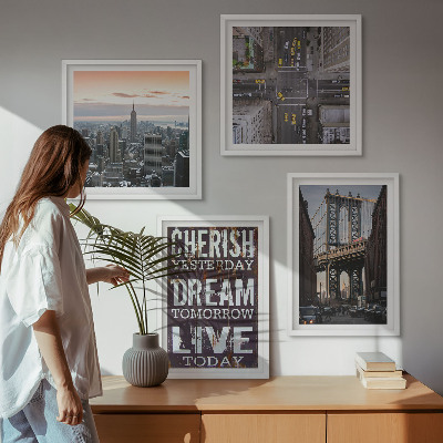 Set de cuadros modernos para salón Cita sobre los paisajes de Nueva York