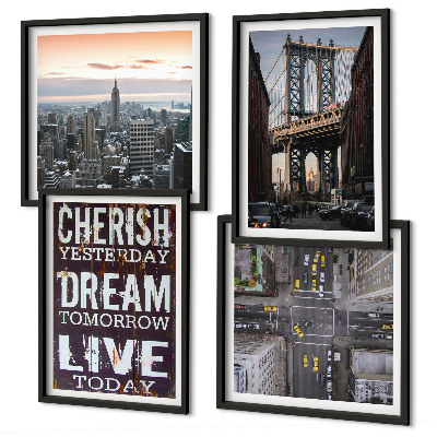 Set de cuadros modernos para salón Cita sobre los paisajes de Nueva York