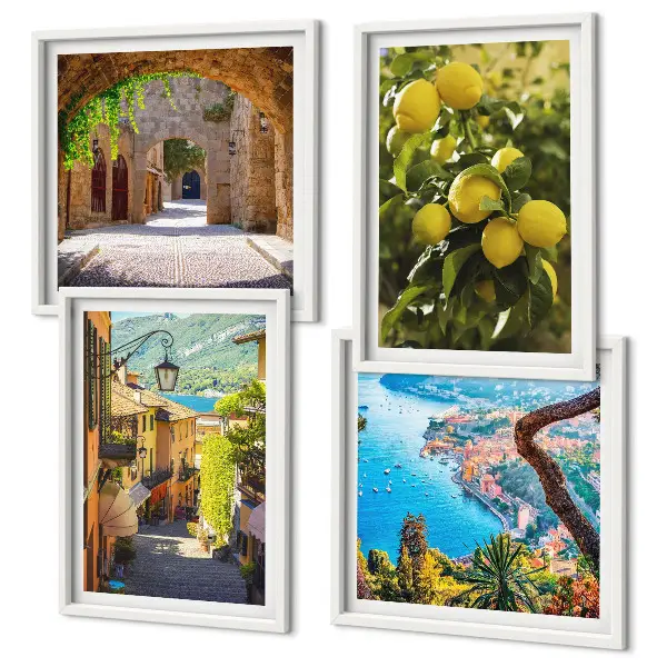 Galería de pared calles costeras y mar de limones