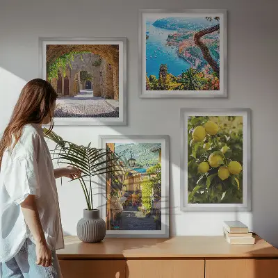 Galería de pared calles costeras y mar de limones