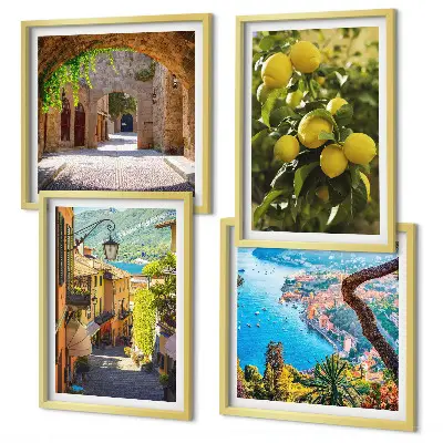 Galería de pared calles costeras y mar de limones
