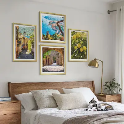 Galería de pared calles costeras y mar de limones