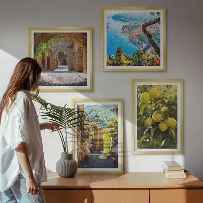 Galería de pared calles costeras y mar de limones