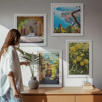 Galería de pared calles costeras y mar de limones