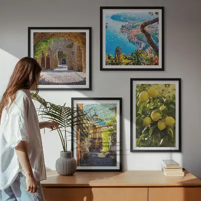Galería de pared calles costeras y mar de limones