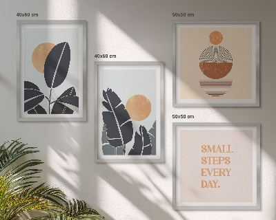 Set de 4 cuadros para salón Diseños de plantas, grandes soles minimalistas