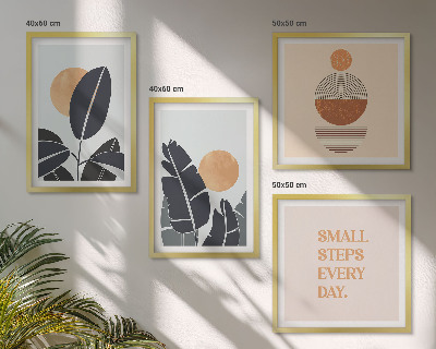 Set de 4 cuadros para salón Diseños de plantas, grandes soles minimalistas