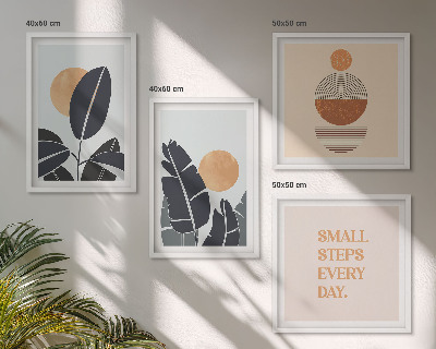 Set de 4 cuadros para salón Diseños de plantas, grandes soles minimalistas