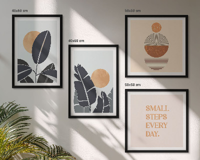 Set de 4 cuadros para salón Diseños de plantas, grandes soles minimalistas