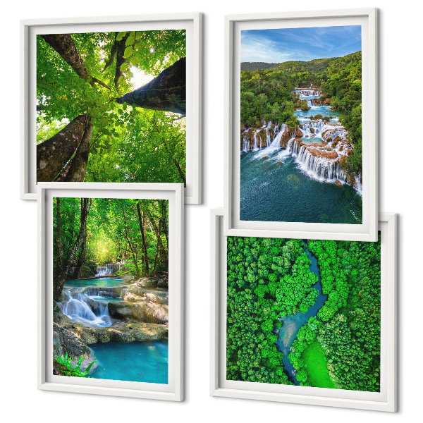 Galería de pared Cascadas de agua de bosque verde