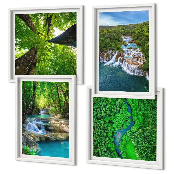 Galería de pared cascadas de agua en un bosque verde