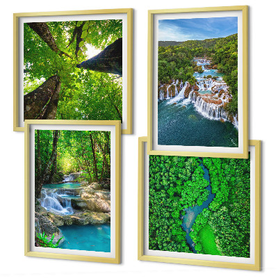 Galería de pared Cascadas de agua de bosque verde