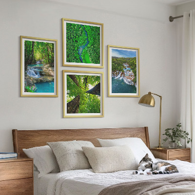 Galería de pared Cascadas de agua de bosque verde