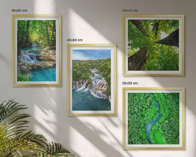 Galería de pared cascadas de agua en un bosque verde