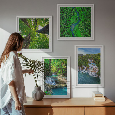 Galería de pared Cascadas de agua de bosque verde
