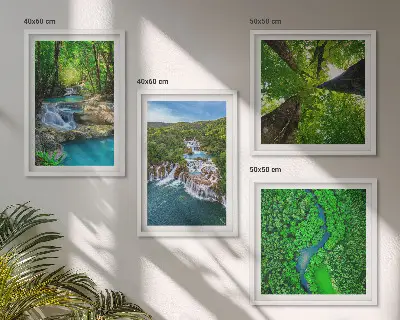 Galería de pared cascadas de agua en un bosque verde