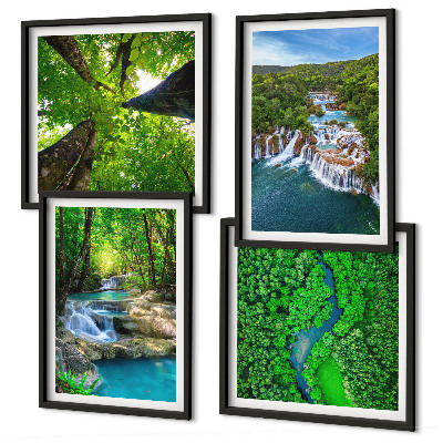 Galería de pared Cascadas de agua de bosque verde