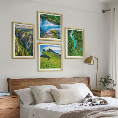 Set de cuadros modernos para salón Rocas de río de las montañas verdes