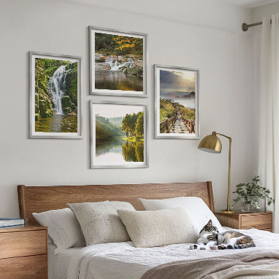 Set de cuadros modernos para salón cascadas montañas nubes otoño