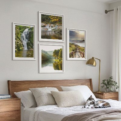 Set de cuadros modernos para salón cascadas montañas nubes otoño
