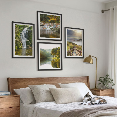 Set de cuadros modernos para salón cascadas montañas nubes otoño