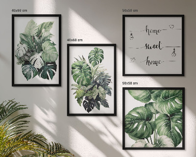 Set de cuadros modernos para salón Acuarela de hojas tropicales verdes