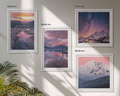 Set de 4 cuadros para salón Montañas, agua, hermosos paisajes