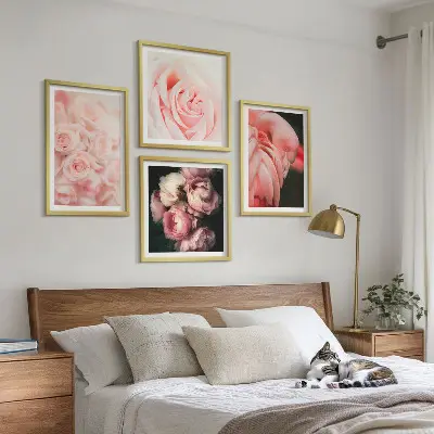 Galería de pared con diseño de flamencos en color rosa pastel