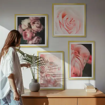 Galería de pared con diseño de flamencos en color rosa pastel