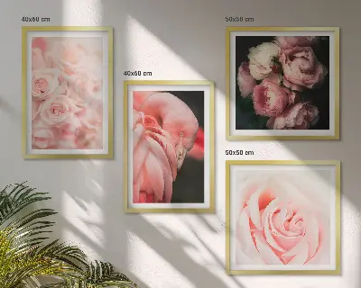 Galería de pared con diseño de flamencos en color rosa pastel