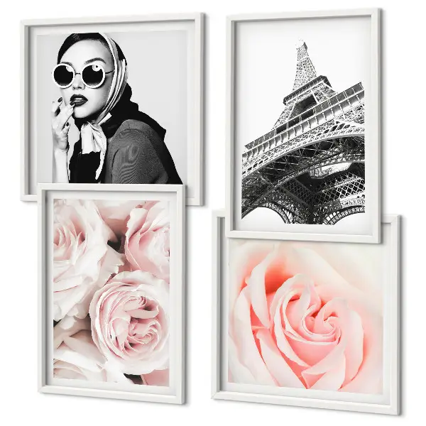 Galería de pared cuadro el retrato de una mujer con rosas de Eiffel
