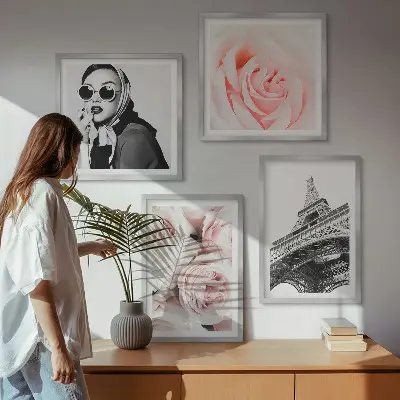 Galería de pared cuadro el retrato de una mujer con rosas de Eiffel