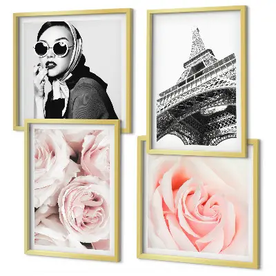 Galería de pared cuadro el retrato de una mujer con rosas de Eiffel