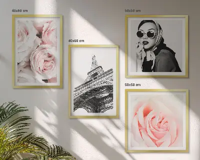 Galería de pared cuadro el retrato de una mujer con rosas de Eiffel