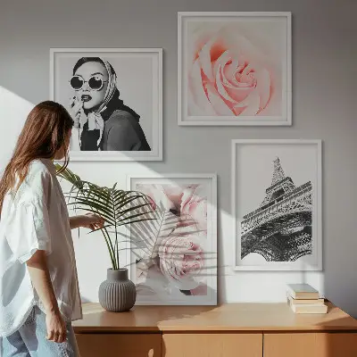 Galería de pared cuadro el retrato de una mujer con rosas de Eiffel