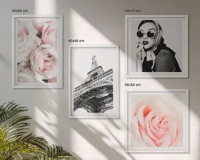 Galería de pared cuadro el retrato de una mujer con rosas de Eiffel