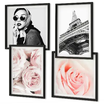 Galería de pared cuadro el retrato de una mujer con rosas de Eiffel