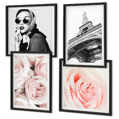 Galería de pared El retrato de una mujer rosas de Eiffel