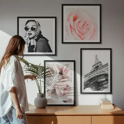 Galería de pared cuadro el retrato de una mujer con rosas de Eiffel