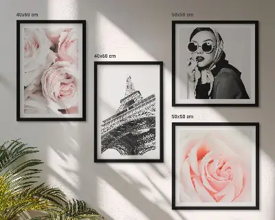 Galería de pared cuadro el retrato de una mujer con rosas de Eiffel
