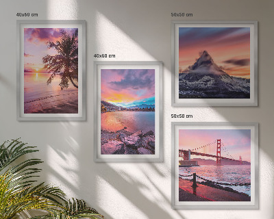 Set de 4 cuadros para salón Paisaje de puentes al atardecer