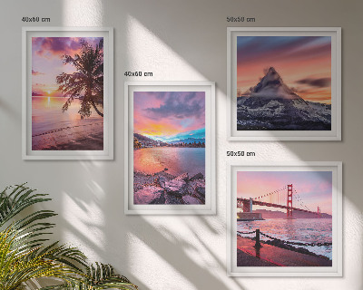 Set de 4 cuadros para salón Paisaje de puentes al atardecer