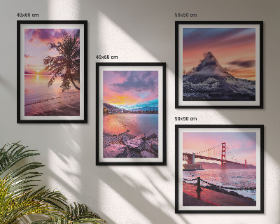 Set de 4 cuadros para salón Paisaje de puentes al atardecer
