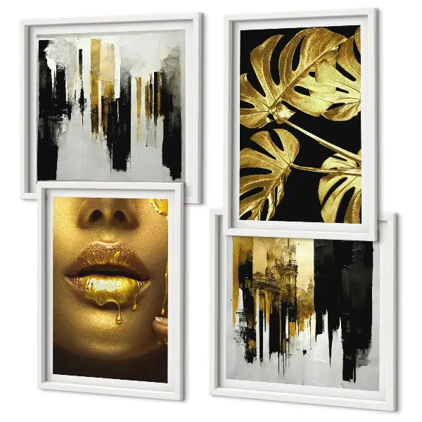Pintura abstracta de hojas galería de pared
